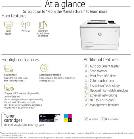 HP Laserjet Pro M452nw Wireless Color Laser Printer with Built-in Ethernet, Amazon Dash Replenishment Ready (CF388A) in Saudi Arabia