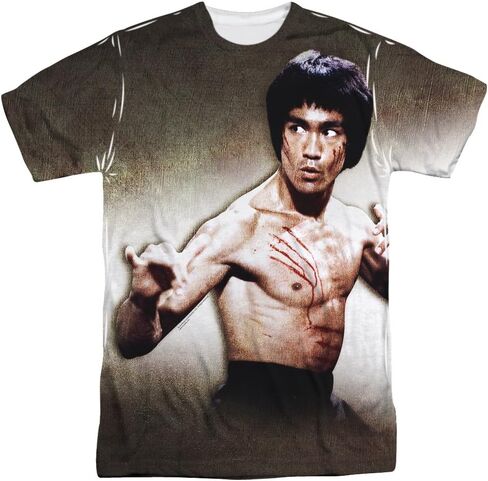 Bruce Lee Men's Scratched Sublimation T-Shirt White in Kuwait