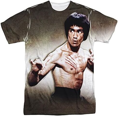 Bruce Lee Men's Scratched Sublimation T-Shirt White in Kuwait