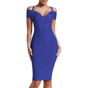 UONBOX Women's Strap Sexy V Neck Bodycon Clubwear Party Bandage Dress in Kuwait