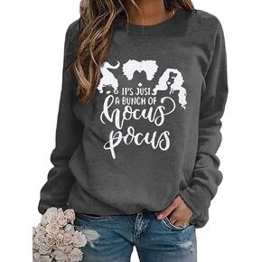Hocus Pocus Sweatshirt For Women Halloween Sweatshirt Funny Sanderson Sisters Long Sleeve Pullovers Sweatshirts Tee Tops in Saudi Arabia