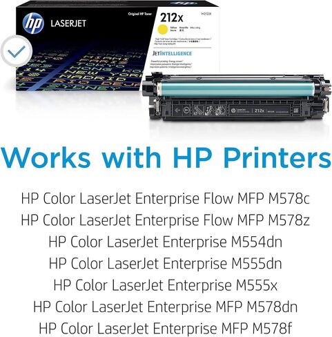 Original HP 212X Yellow High-yield Toner Cartridge | Works with HP Color LaserJet Enterprise M554, M555 Series, HP Color LaserJet Enterprise MFP M578 Series | W2122X in Saudi Arabia