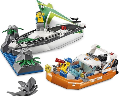 LEGO City 60168 Sailboat Rescue Building Toy With Boats That Really Float. Includes: Coast Guard Rescue Boat, Sailboat, Rock Island, 2 Minifigures, 1 Shark Minifigure. 195 Pieces. Item: 6174681. in Saudi Arabia