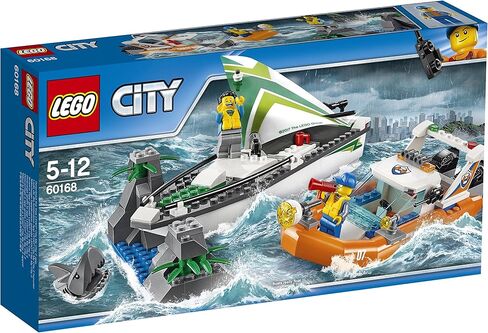 LEGO City 60168 Sailboat Rescue Building Toy With Boats That Really Float. Includes: Coast Guard Rescue Boat, Sailboat, Rock Island, 2 Minifigures, 1 Shark Minifigure. 195 Pieces. Item: 6174681. in Saudi Arabia