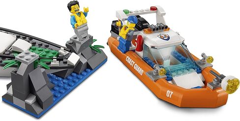 LEGO City 60168 Sailboat Rescue Building Toy With Boats That Really Float. Includes: Coast Guard Rescue Boat, Sailboat, Rock Island, 2 Minifigures, 1 Shark Minifigure. 195 Pieces. Item: 6174681. in Saudi Arabia