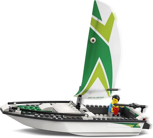 LEGO City 60168 Sailboat Rescue Building Toy With Boats That Really Float. Includes: Coast Guard Rescue Boat, Sailboat, Rock Island, 2 Minifigures, 1 Shark Minifigure. 195 Pieces. Item: 6174681. in Saudi Arabia