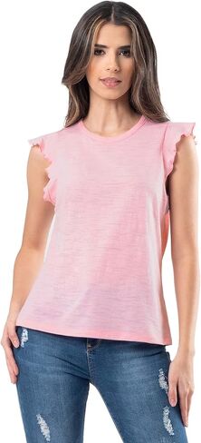 Lee Women's Ruffle Sleeve Crewneck Tank Top in Saudi Arabia