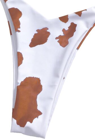 Remidoo Women's Cow Print Halter Frill Tirm Tie Side Triangle String Thong Bikini Set 2 Piece Swimsuit in Saudi Arabia