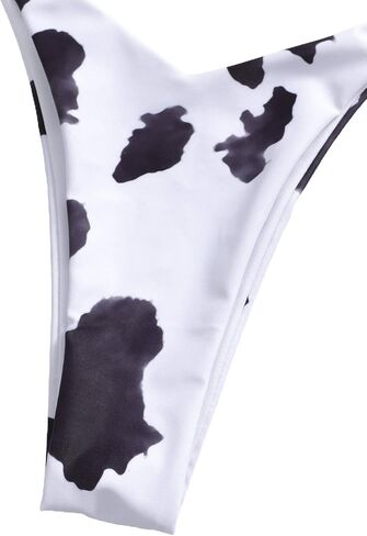 Remidoo Women's Cow Print Halter Frill Tirm Tie Side Triangle String Thong Bikini Set 2 Piece Swimsuit in Saudi Arabia