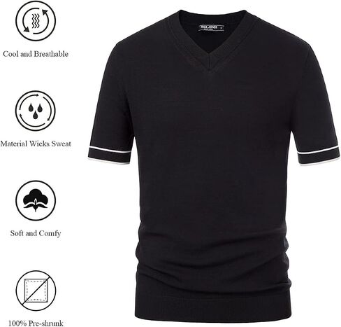 PJ PAUL JONES Mens Short Sleeve V Neck Tee Shirt Slim Fit Breathable T-Shirts in Saudi Arabia