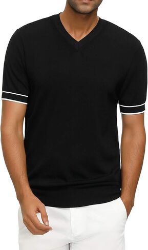 PJ PAUL JONES Mens Short Sleeve V Neck Tee Shirt Slim Fit Breathable T-Shirts in Saudi Arabia