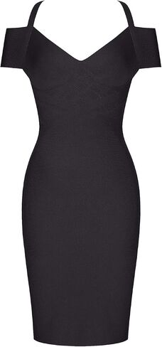 UONBOX Women's Strap Sexy V Neck Bodycon Clubwear Party Bandage Dress in Kuwait