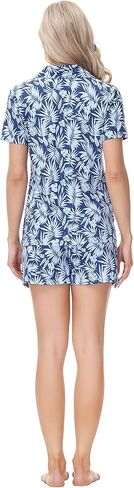 قميص نوم نسائي من INK+IVY بأكمام وياقة على شكل حرف V، ملابس نوم محبوكة ناعمة مع شورت متطابق in Kuwait