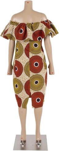 iooiooi Africa Dresses for Women Dashiki Off The Shoulder African Dress Bazin Plus Size Traditional African Clothing in Kuwait
