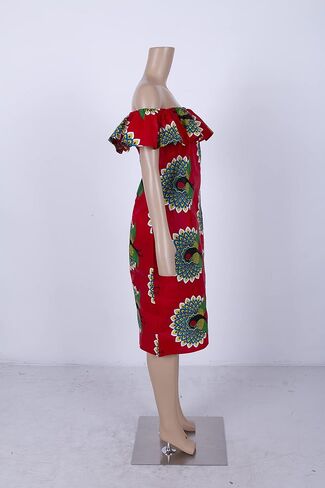 iooiooi Africa Dresses for Women Dashiki Off The Shoulder African Dress Bazin Plus Size Traditional African Clothing in Kuwait