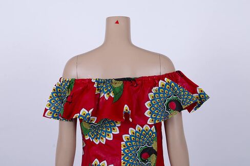 iooiooi Africa Dresses for Women Dashiki Off The Shoulder African Dress Bazin Plus Size Traditional African Clothing in Kuwait