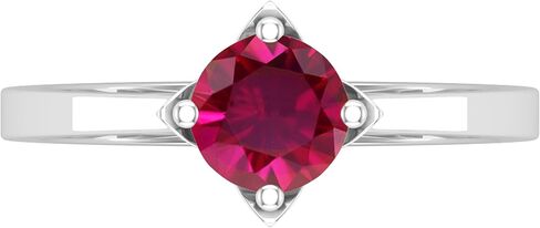 Dazzlingrock Collection 6mm Round Lab Created Gemstone Comfort Fit Solitaire Engagement Ring for Her in 925 Sterling Silver in Saudi Arabia