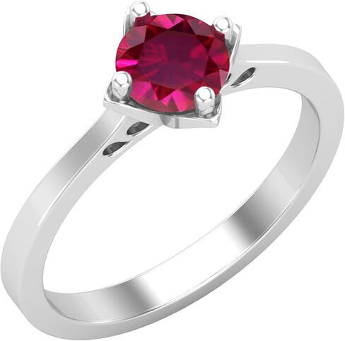 Dazzlingrock Collection 6mm Round Lab Created Gemstone Comfort Fit Solitaire Engagement Ring for Her in 925 Sterling Silver in Saudi Arabia