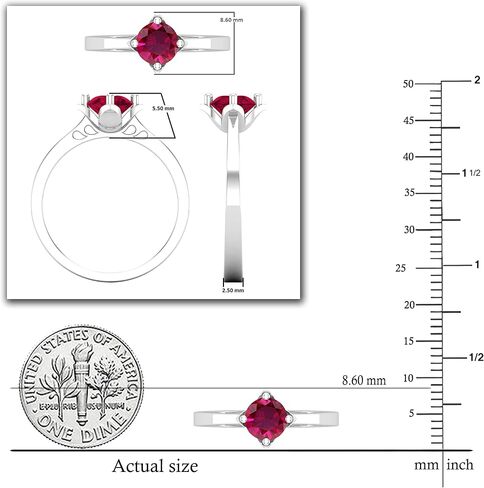 Dazzlingrock Collection 6mm Round Lab Created Gemstone Comfort Fit Solitaire Engagement Ring for Her in 925 Sterling Silver in Saudi Arabia