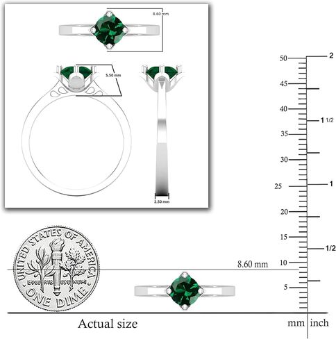 Dazzlingrock Collection 6mm Round Lab Created Gemstone Comfort Fit Solitaire Engagement Ring for Her in 925 Sterling Silver in Saudi Arabia