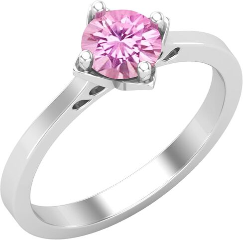 Dazzlingrock Collection 6mm Round Lab Created Gemstone Comfort Fit Solitaire Engagement Ring for Her in 925 Sterling Silver in Saudi Arabia