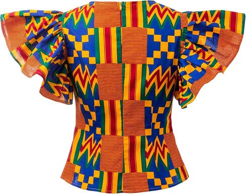 SHENBOLEN Women Kente Print Shirt African Tradition Top in Saudi Arabia