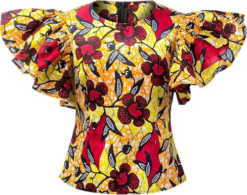 SHENBOLEN Women Kente Print Shirt African Tradition Top in Saudi Arabia
