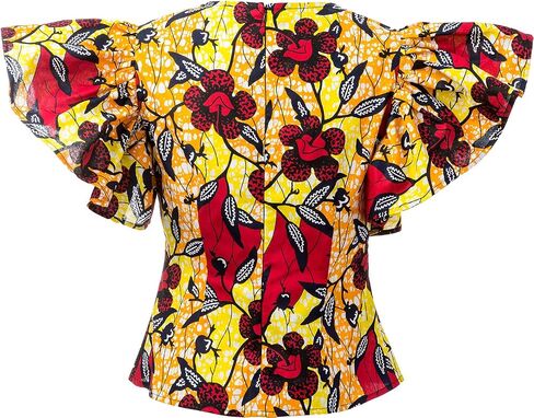 SHENBOLEN Women Kente Print Shirt African Tradition Top in Saudi Arabia