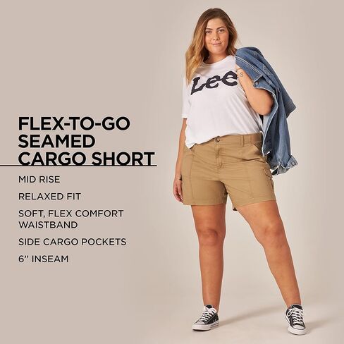 شورت نسائي من Lee بمقاس كبير ومرن ومتوسط ​​الارتفاع ومخيط للشحن in Kuwait