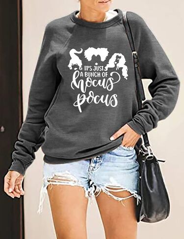 Hocus Pocus Sweatshirt For Women Halloween Sweatshirt Funny Sanderson Sisters Long Sleeve Pullovers Sweatshirts Tee Tops in Kuwait