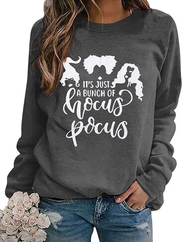 Hocus Pocus Sweatshirt For Women Halloween Sweatshirt Funny Sanderson Sisters Long Sleeve Pullovers Sweatshirts Tee Tops in Kuwait