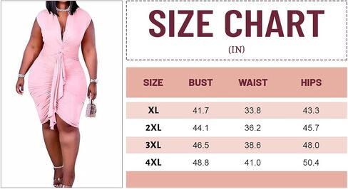 Nhicdns فساتين نسائية مثيرة مقاس كبير بدون أكمام ورقبة على شكل V مكشكشة فستان ضيق وحزام وحزام للحفلات والنوادي فستان ميدي in Kuwait