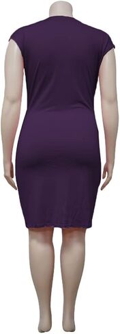 Nhicdns فساتين نسائية مثيرة مقاس كبير بدون أكمام ورقبة على شكل V مكشكشة فستان ضيق وحزام وحزام للحفلات والنوادي فستان ميدي in Kuwait