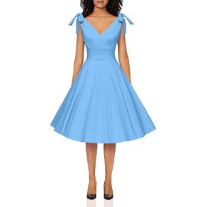 GownTown Women's 1950s V-Neck Adjustable Bowknot Swing Cocktail Dress in Saudi Arabia