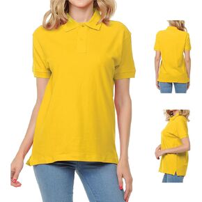 Women's Adult Unisex 100% Cotton Classic Fit Polo Shirt Short Sleeve for Daily Work School Uniform