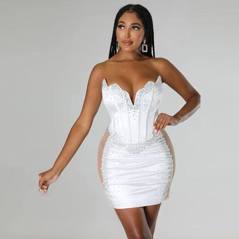 Women's Sexy Club Night Out Spaghetti Strap Rhinestone Sleeveless Hollow Cut Evening Party Mini Dress in Kuwait