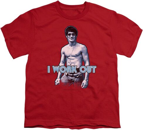 Bruce Lee - Youth Lee Works Out T-Shirt In Red in Saudi Arabia