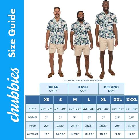 شورت قصير للرجال من Chubbies درزة داخلية 17.78 سم، تشينو كاجوال قابل للتمدد in Kuwait