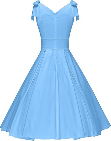 فستان كوكتيل من DressesTown للسيدات من الخمسينيات برقبة على شكل حرف V وقابل للتعديل على شكل فيونكة in Kuwait