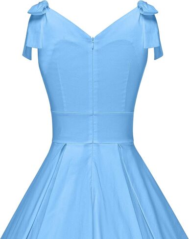 فستان كوكتيل من DressesTown للسيدات من الخمسينيات برقبة على شكل حرف V وقابل للتعديل على شكل فيونكة in Kuwait
