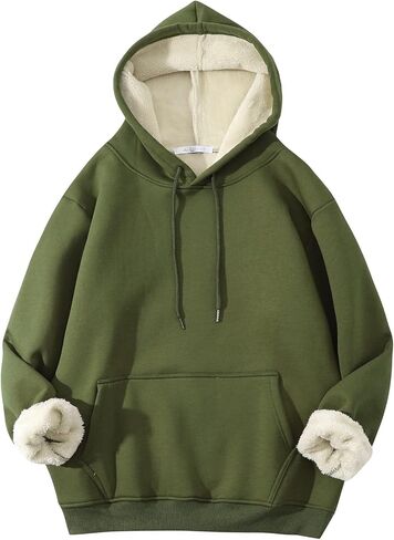Gihuo Men's Warm Crewneck Sherpa Lined Fleece Sweatshirt Pullover Tops in Saudi Arabia