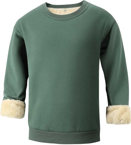 Gihuo Men's Warm Crewneck Sherpa Lined Fleece Sweatshirt Pullover Tops in Saudi Arabia