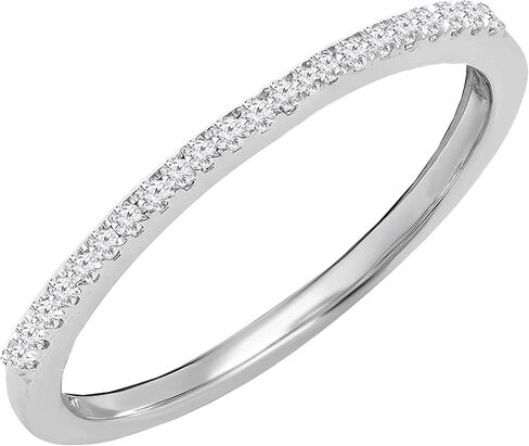 Dazzlingrock Collection Round White Diamond Single Row Dainty Anniversary Wedding Band for Women (0.15 ctw, I-J Color, I1-I2 Clarity) | Available in 14K Gold in Kuwait
