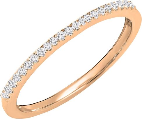 Dazzlingrock Collection Round White Diamond Single Row Dainty Anniversary Wedding Band for Women (0.15 ctw, I-J Color, I1-I2 Clarity) | Available in 14K Gold in Kuwait