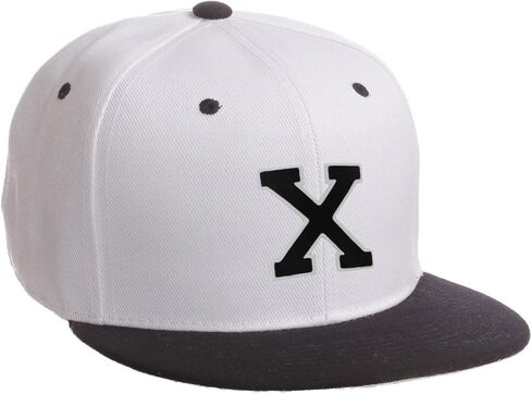 Classic Snapback Hat Custom A to Z Initial Letters, White Black Cap White Black in Kuwait
