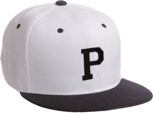 Classic Snapback Hat Custom A to Z Initial Letters, White Black Cap White Black in Kuwait
