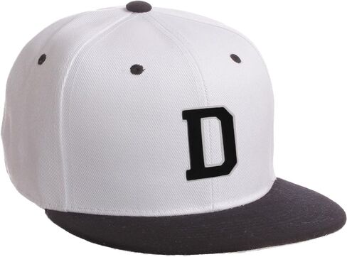 Classic Snapback Hat Custom A to Z Initial Letters, White Black Cap White Black in Kuwait