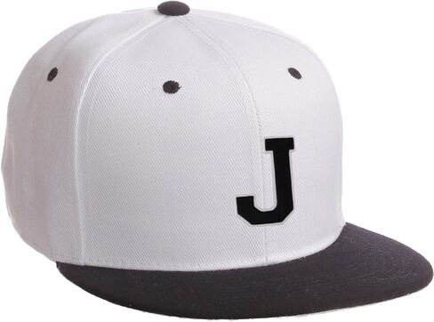 Classic Snapback Hat Custom A to Z Initial Letters, White Black Cap White Black in Kuwait