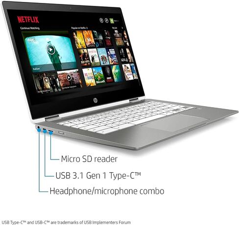 HP X360 14 Chromebook Laptop Computer 14" HD SVA Touch Display Intel Pentium Dual-Core N5000 Processor 4GB DDR4 128GB eMMC WiFi Webcam Chrome OS 14b-ca0061wm (Renewed) in Saudi Arabia