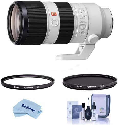 Sony FE 70-200mm f/2.8 GM (G Master) OSS E-Mount Lens - Bundle with Hoya NXT Plus 77mm 10-Layer HMC UV Filter, Hoya 77mm NXT Plus Circular Polarizer Filter, Cleaning Kit, Microfiber Cloth in Saudi Arabia